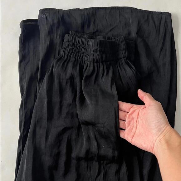 ZARA Black Wide Leg Flowy Pull On Pants Pockets Size Small - Picture 7 of 8